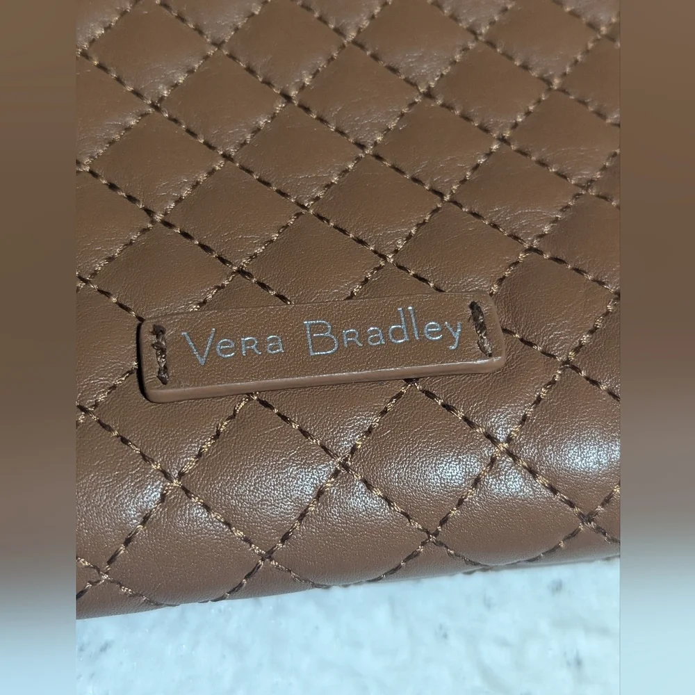 Vera Bradley Quilted Brown Leather Shoulder Bag - Picture 5 of 14